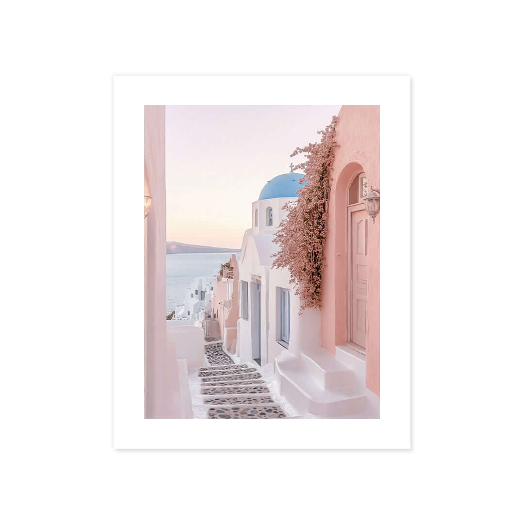 Cuadro Póster Santorini al Atardecer | Decoración Mediterránea