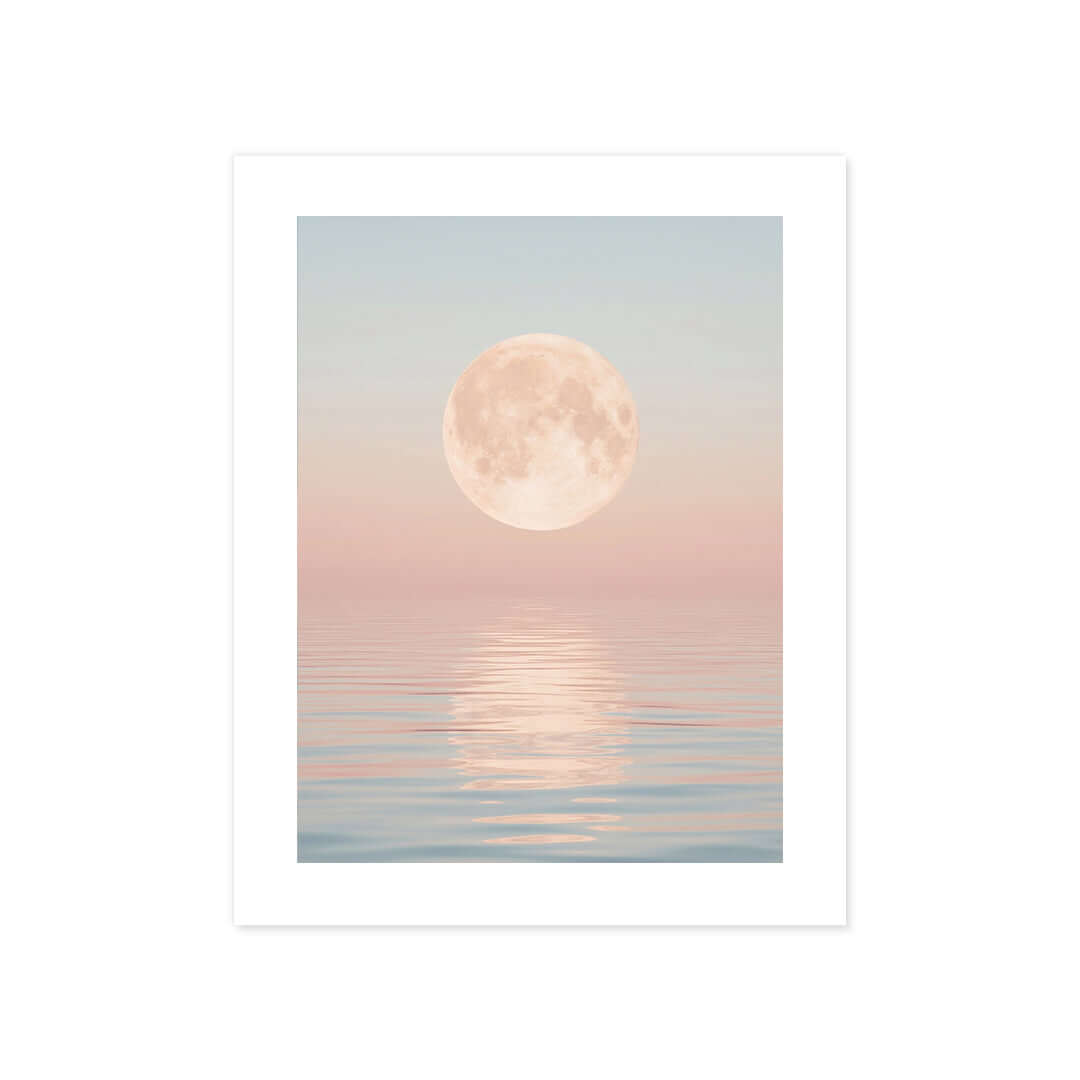 Cuadro Póster Luna sobre el Mar | Decoración Pastel