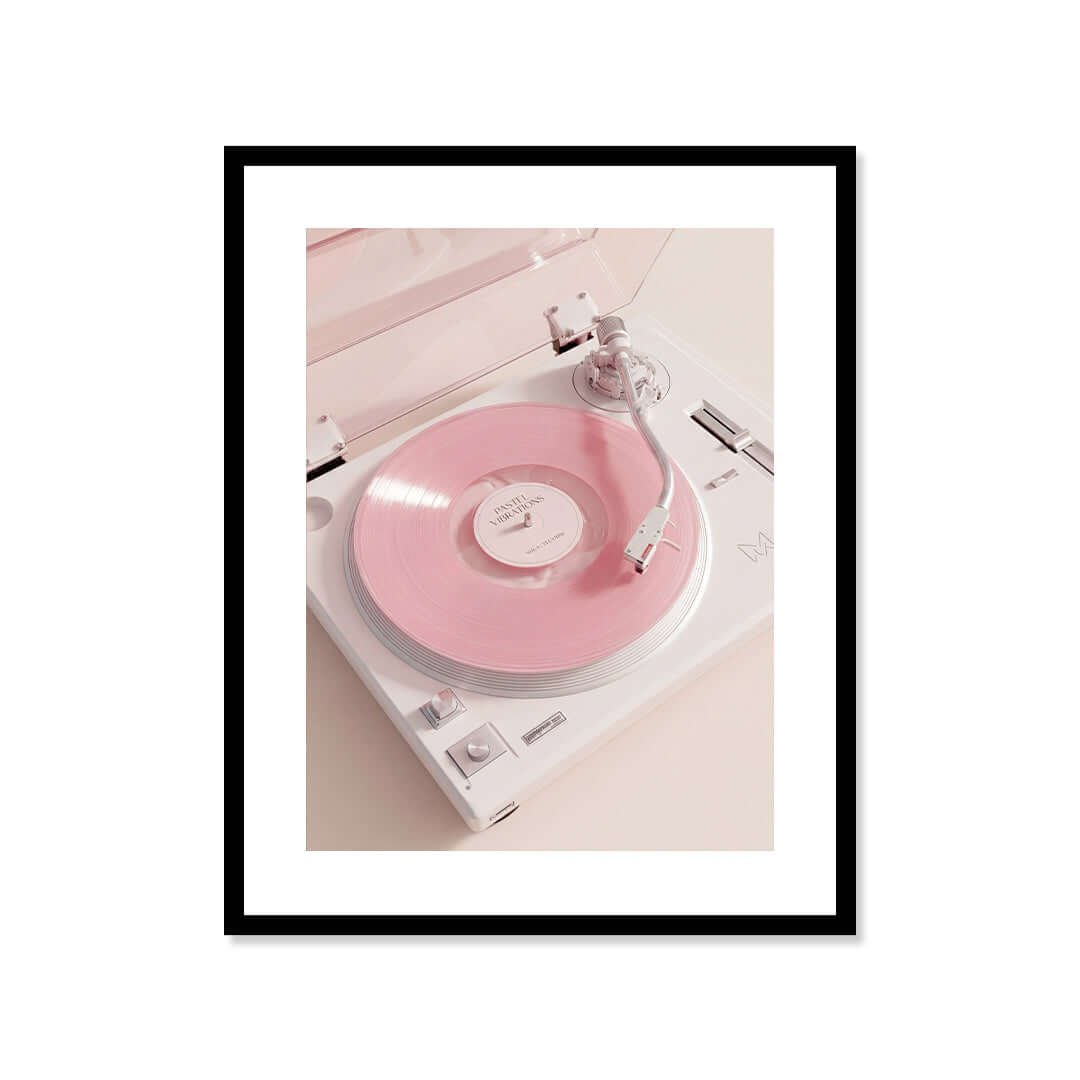 Cuadro Póster Tocadiscos Rosa | Decoración Retro Pastel