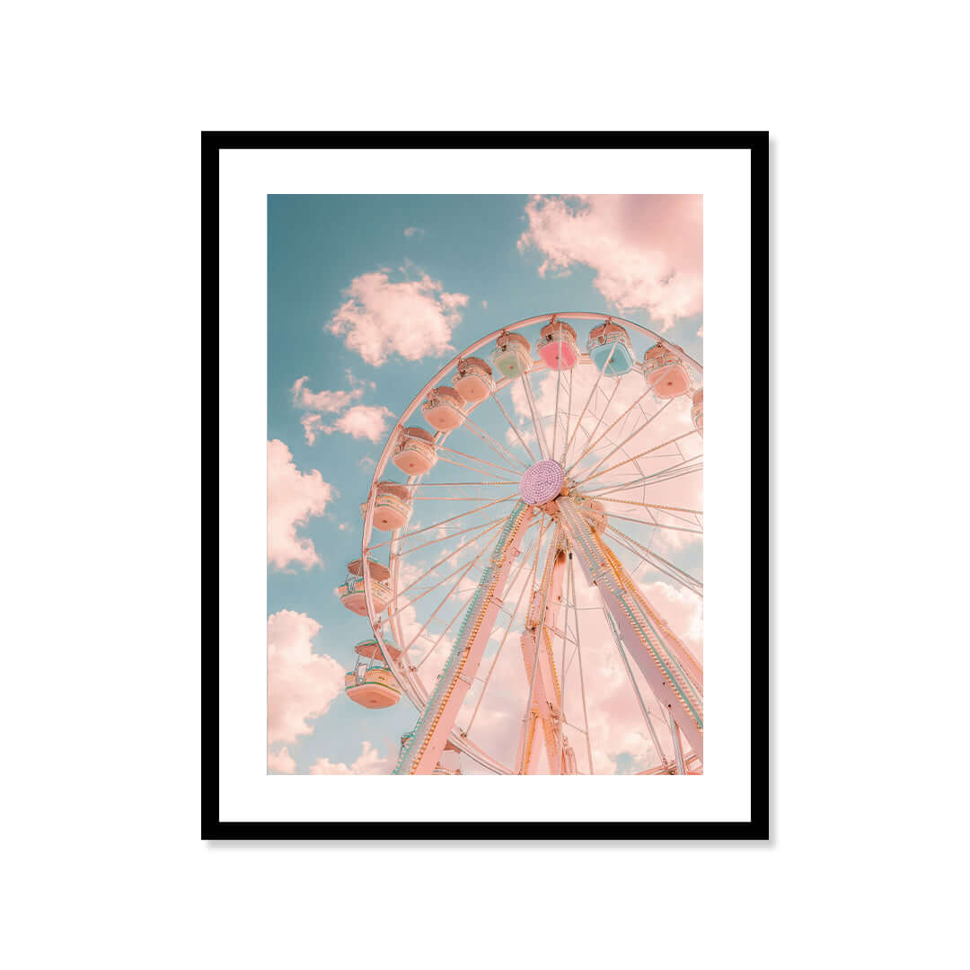 Cuadro Póster Noria Rosa | Decoración Pastel