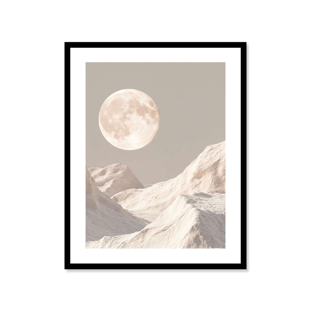 Cuadro Póster Luna sobre Montañas | Decoración Minimalista