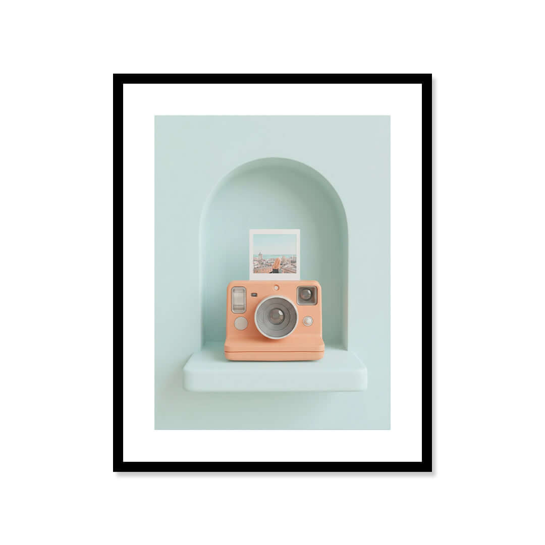 Cuadro Póster Cámara Polaroid Coral | Decoración Minimalista