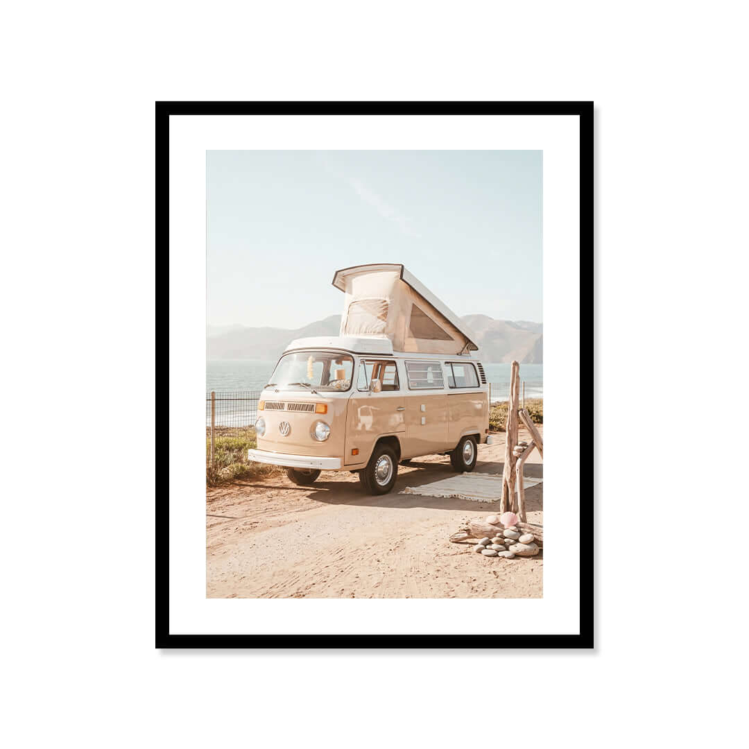 Cuadro Póster Furgoneta Camper junto al Mar | Decoración Retro