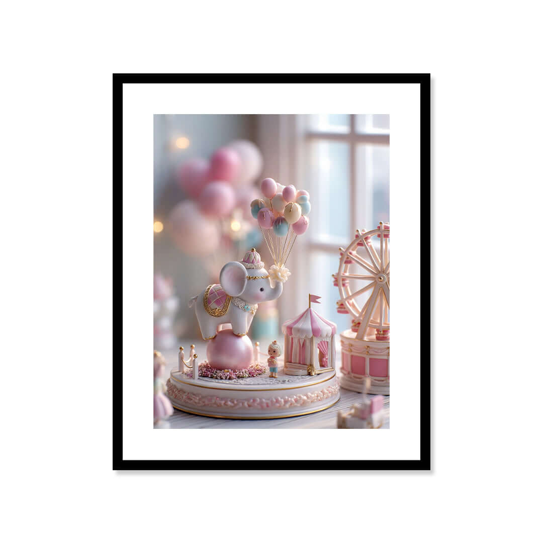 Cuadro Póster Elefante de Circo | Decoración Infantil Pastel