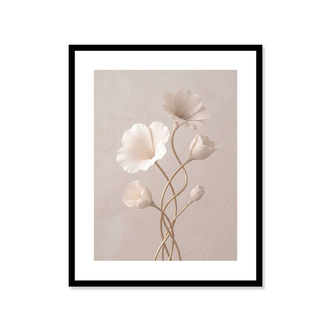 Cuadro Póster Flores Blancas | Decoración Botánica Minimalista