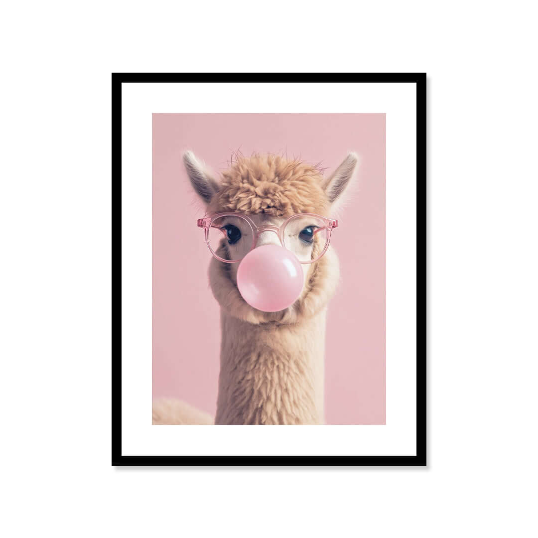 Cuadro Póster Llama con Chicle | Decoración Rosa Pastel