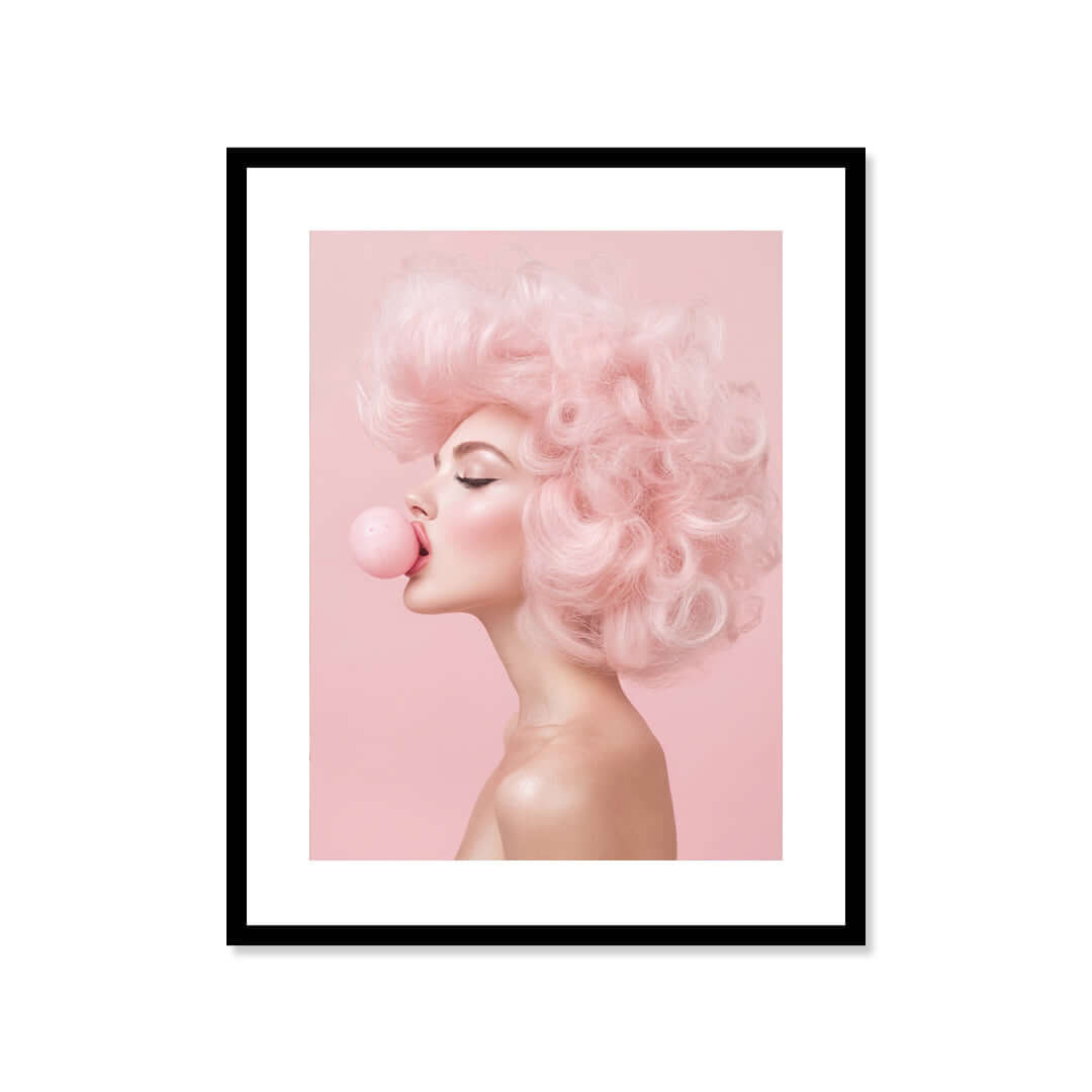 Cuadro Póster Mujer con Chicle Rosa | Decoración Pop