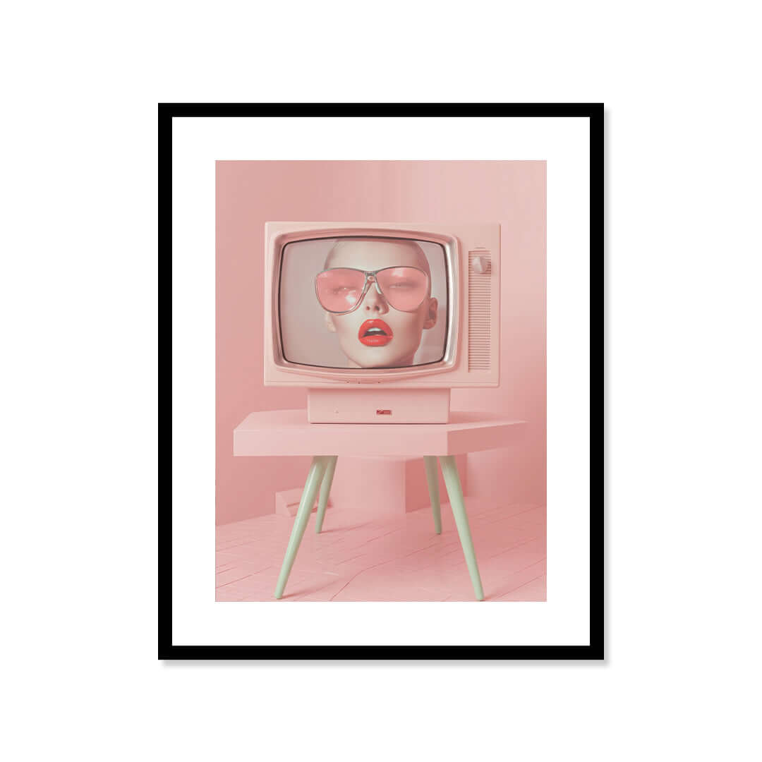 Cuadro Póster TV Vintage Rosa | Decoración Retro