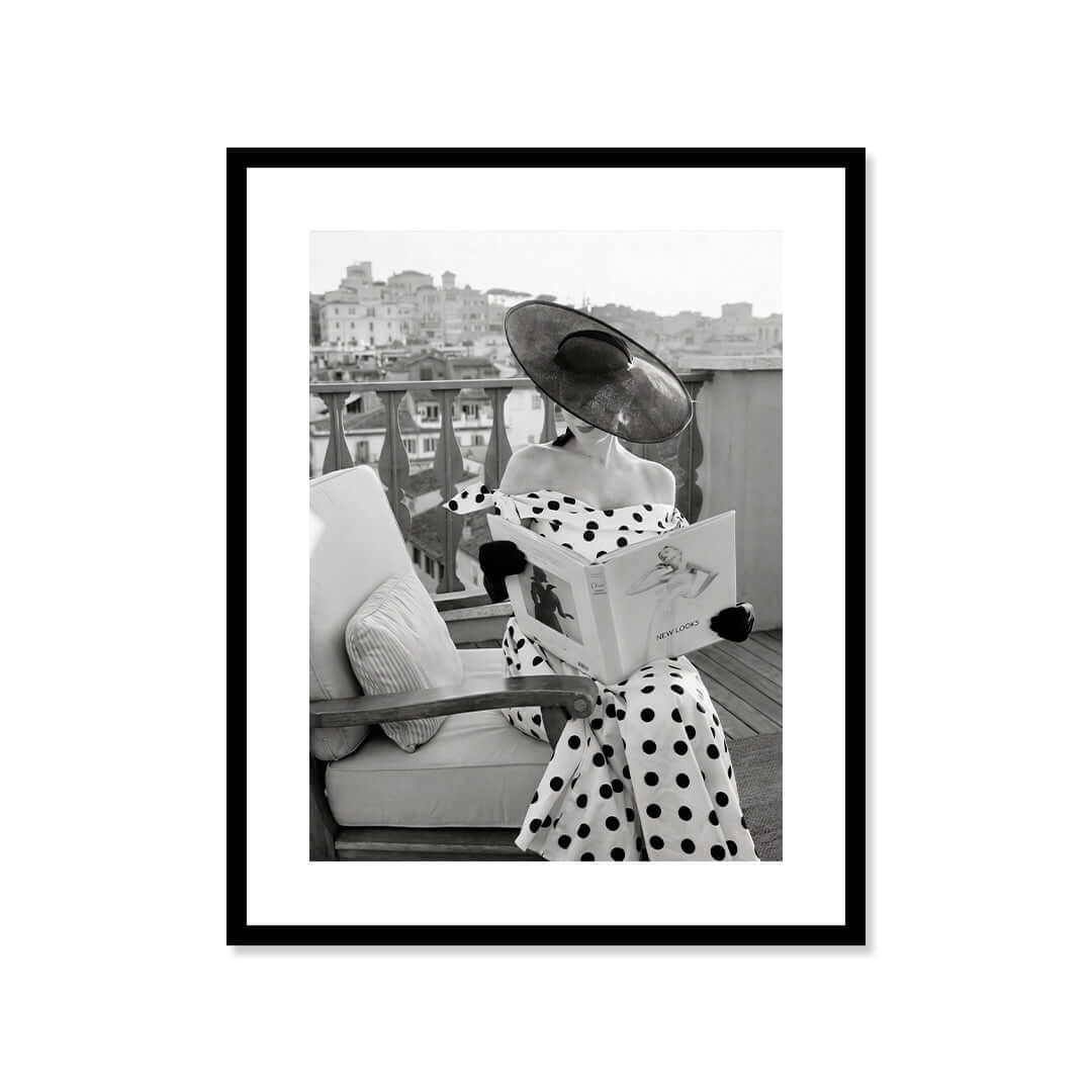 Cuadro Póster Mujer con Vestido de Lunares | Decoración Vintage