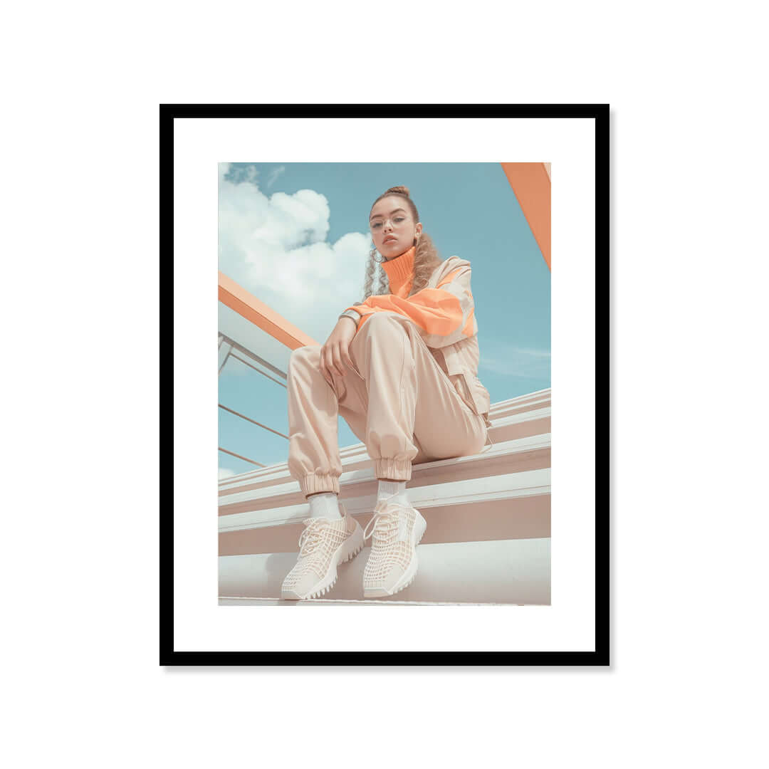 Cuadro Póster Mujer con Moda Urbana | Decoración Pastel
