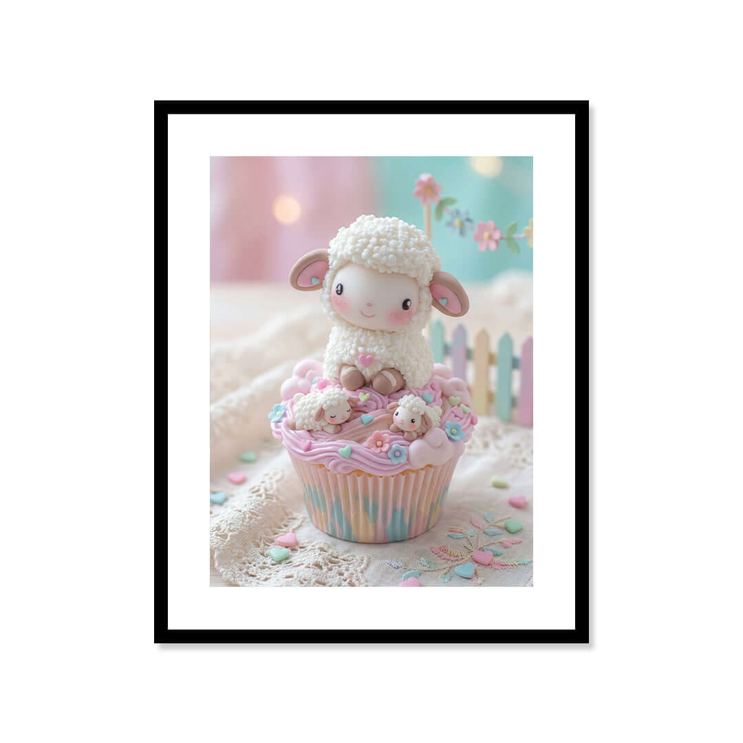 Cuadro Póster Oveja Blanca | Decoración Infantil Pastel