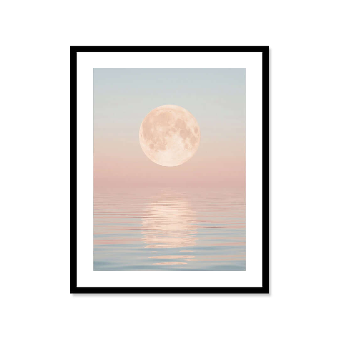 Cuadro Póster Luna sobre el Mar | Decoración Pastel