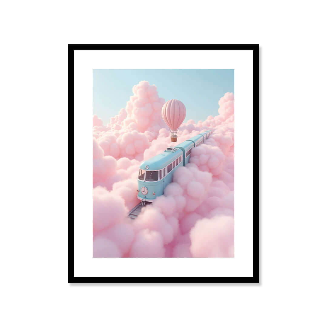 Cuadro Póster Autobús entre Nubes | Decoración Surrealista