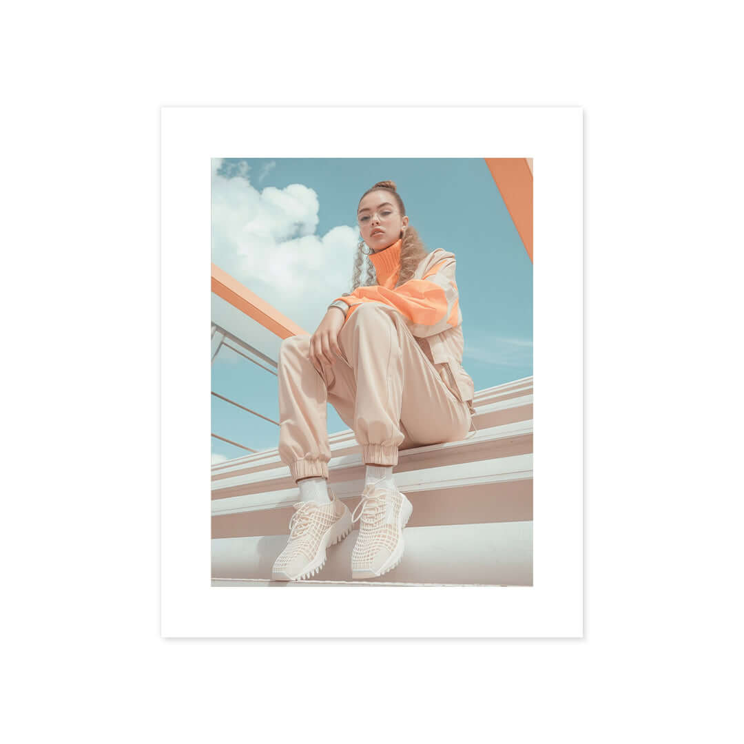 Cuadro Póster Mujer con Moda Urbana | Decoración Pastel