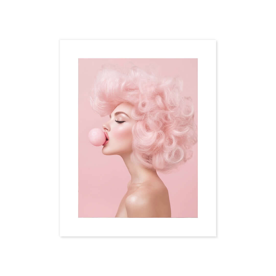 Cuadro Póster Mujer con Chicle Rosa | Decoración Pop