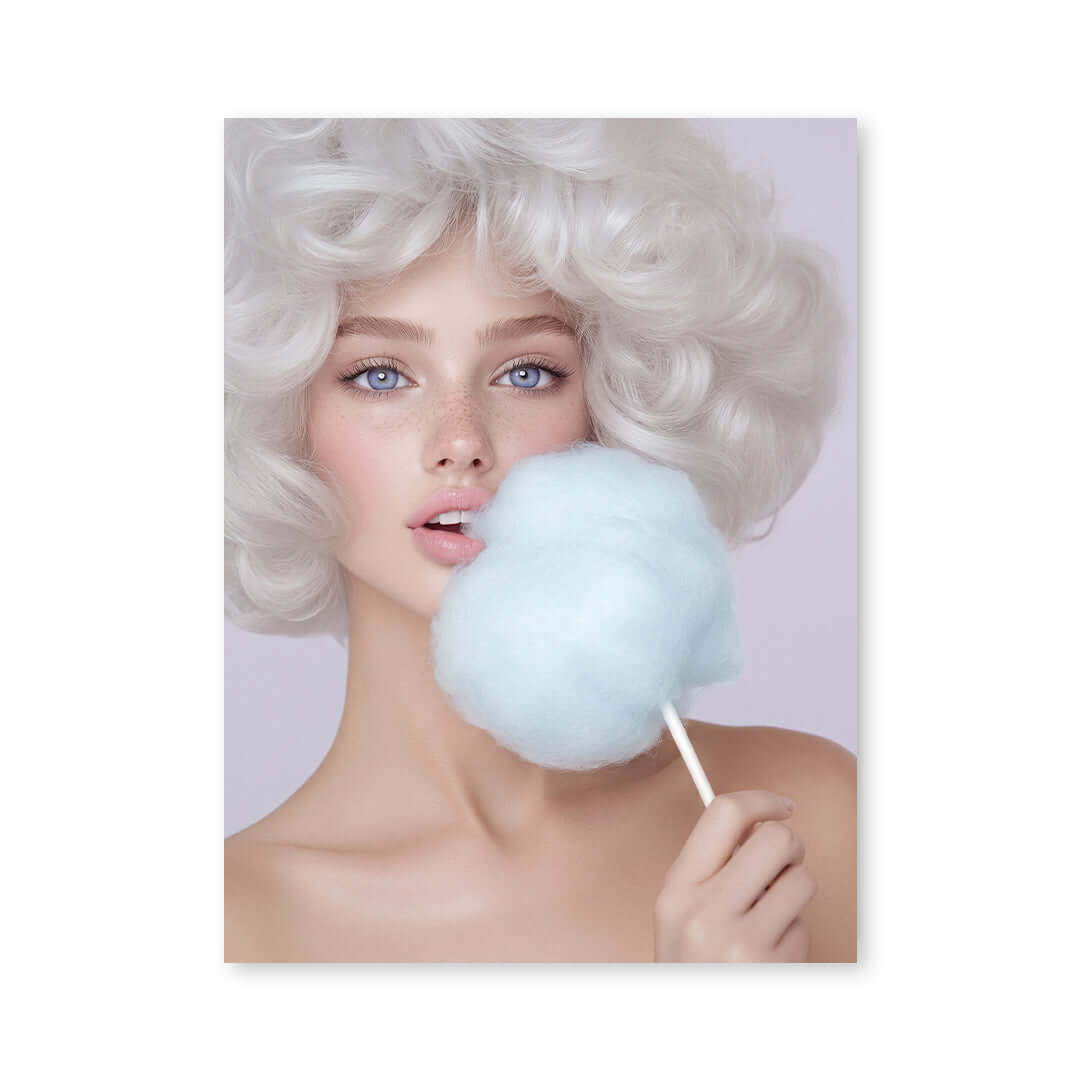 Cuadro Póster Mujer con Algodón de Azúcar | Decoración Pastel