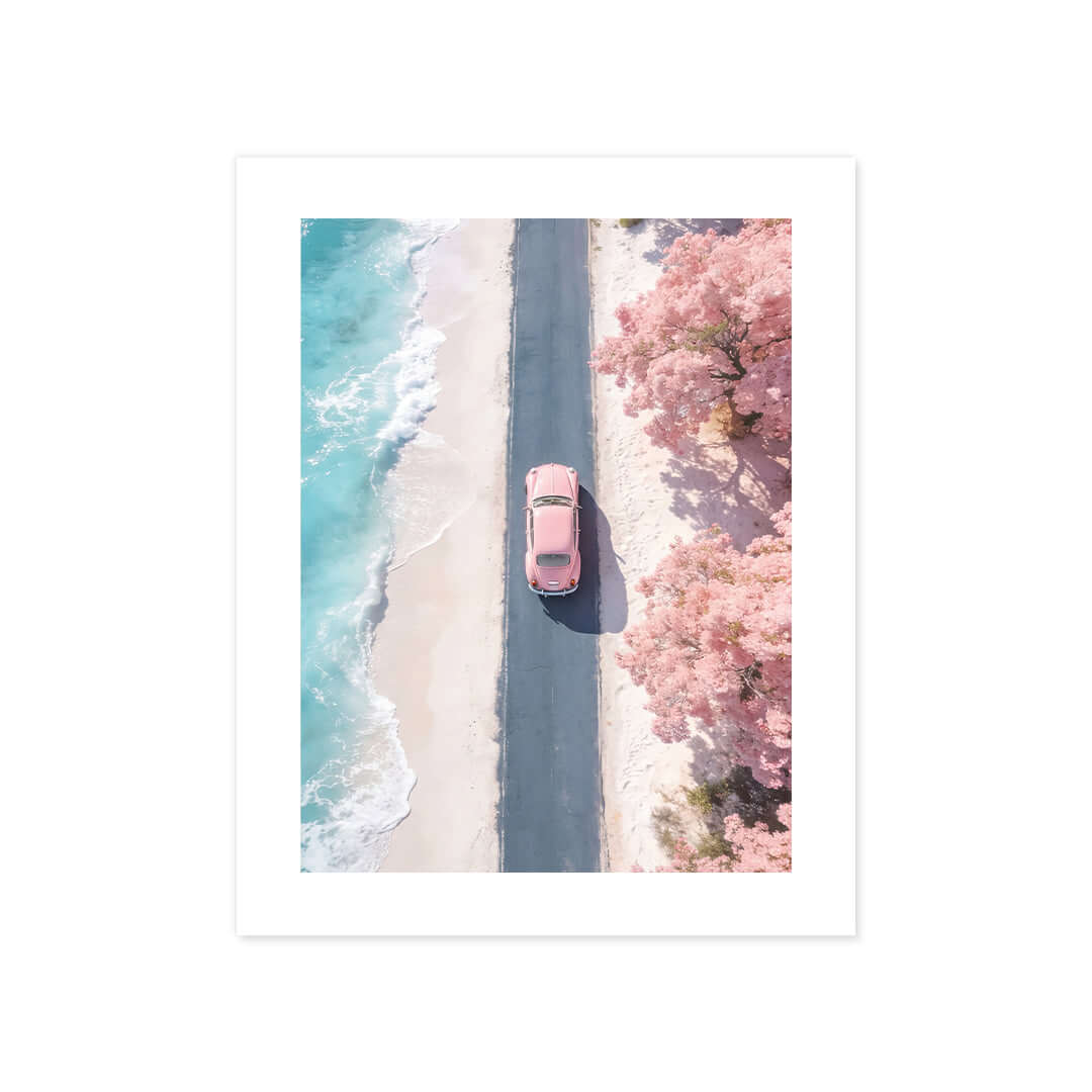 Cuadro Póster Furgoneta junto al Mar | Decoración Pastel