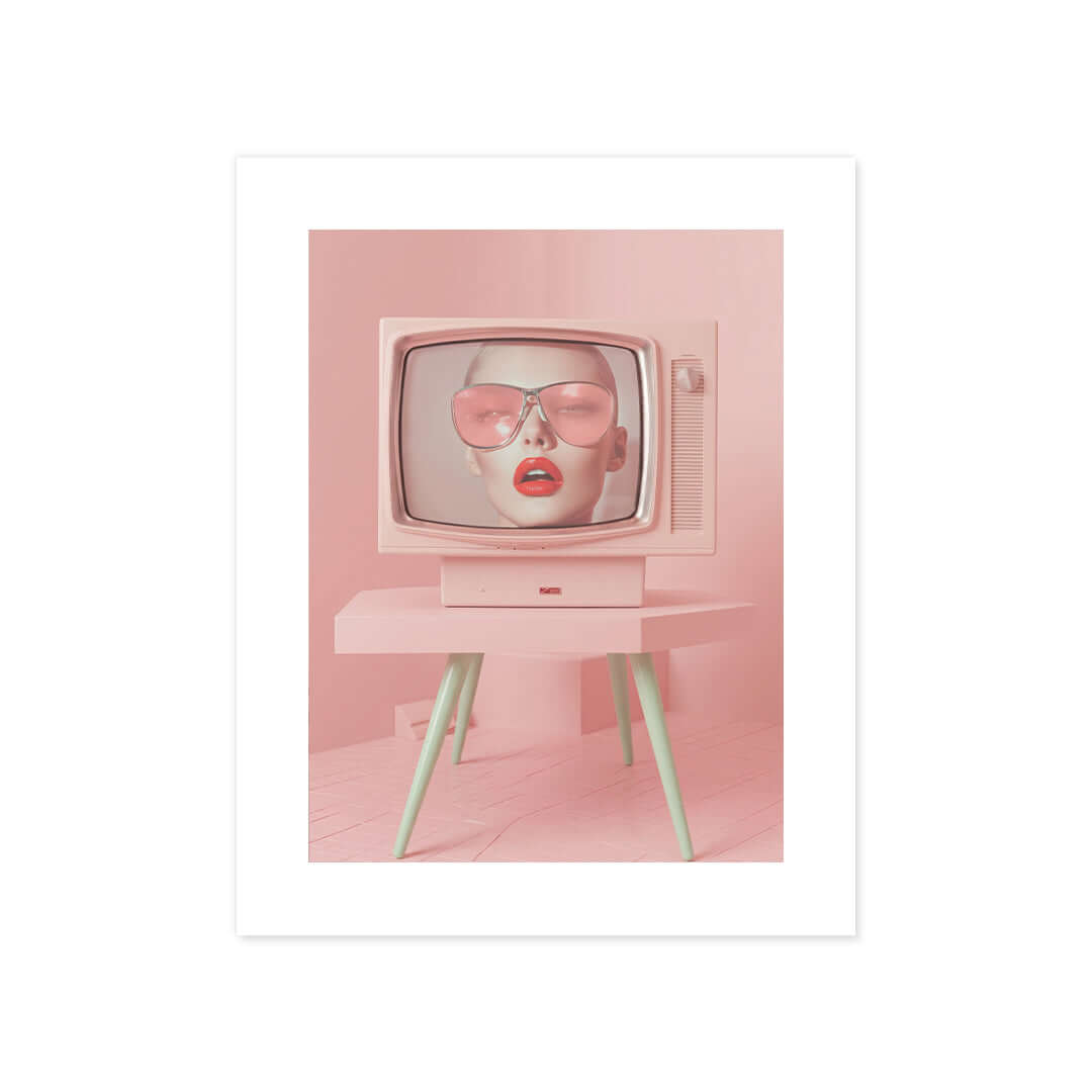 Cuadro Póster TV Vintage Rosa | Decoración Retro