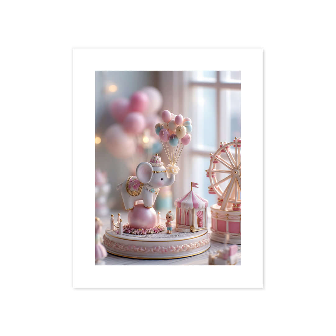 Cuadro Póster Elefante de Circo | Decoración Infantil Pastel