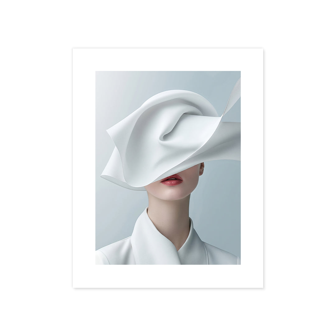 Cuadro Póster Mujer con Tela Blanca | Decoración Minimalista