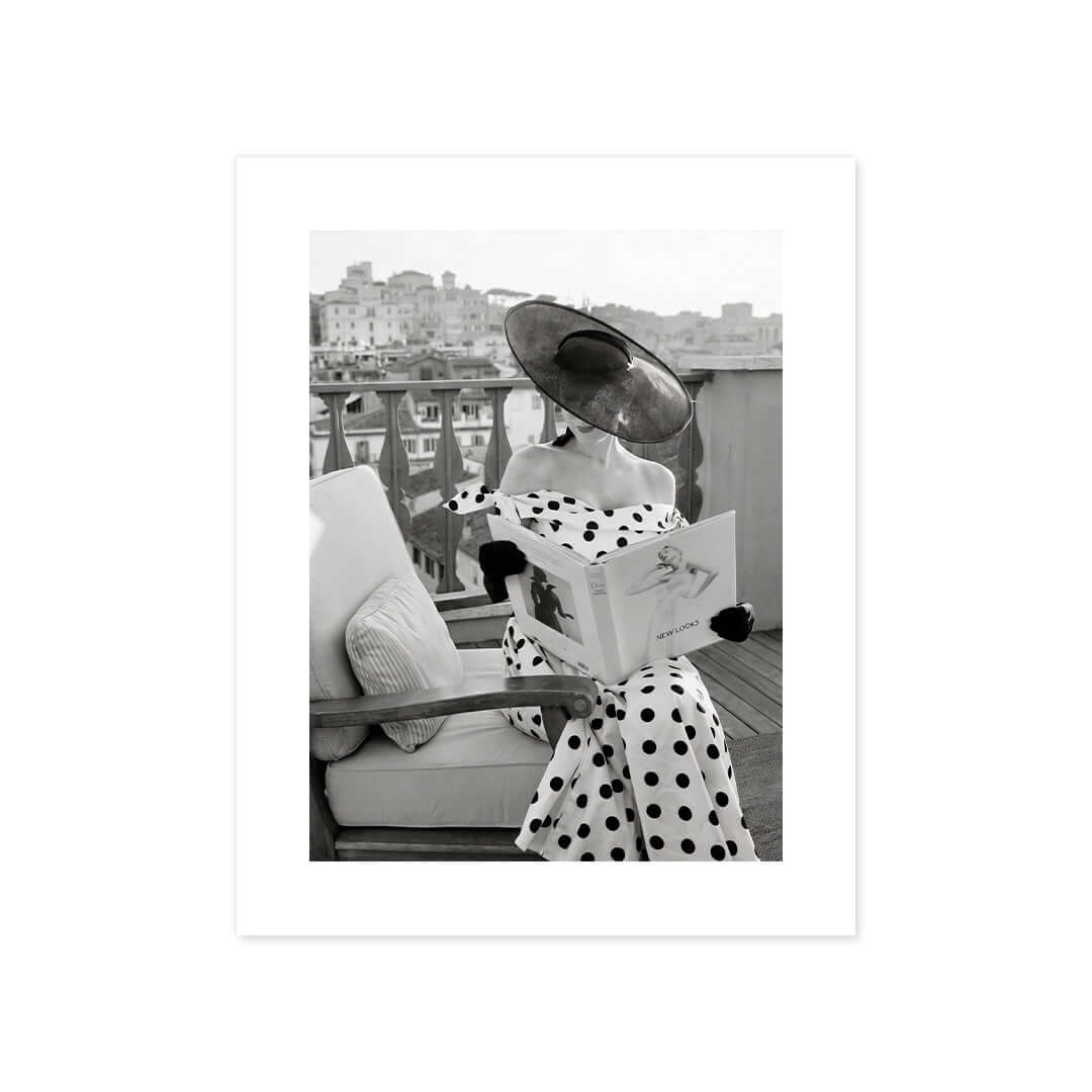 Cuadro Póster Mujer con Vestido de Lunares | Decoración Vintage