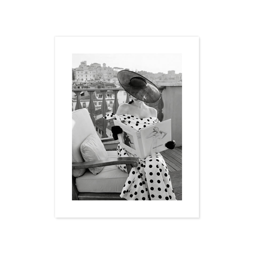 Cuadro Póster Mujer con Vestido de Lunares | Decoración Vintage