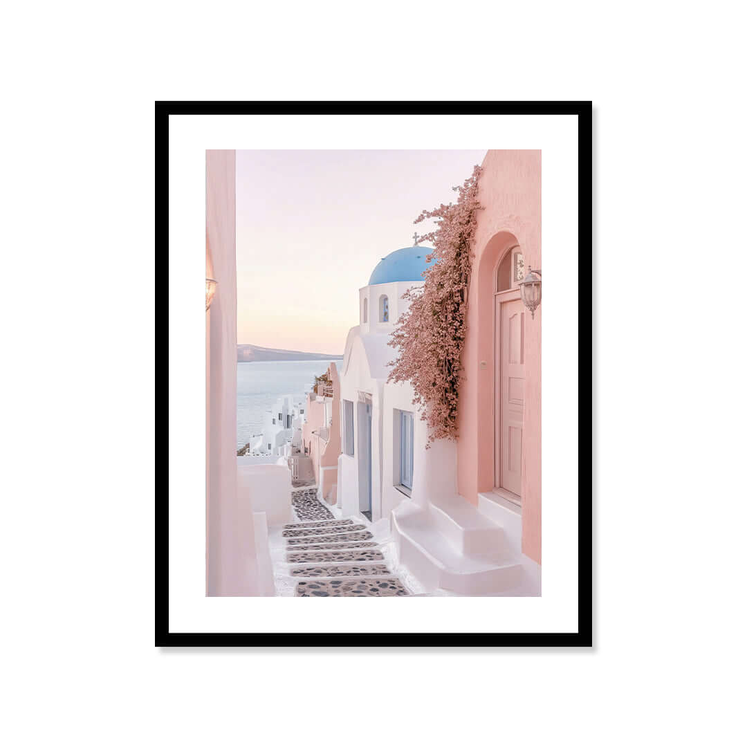 Cuadro Póster Santorini al Atardecer | Decoración Mediterránea