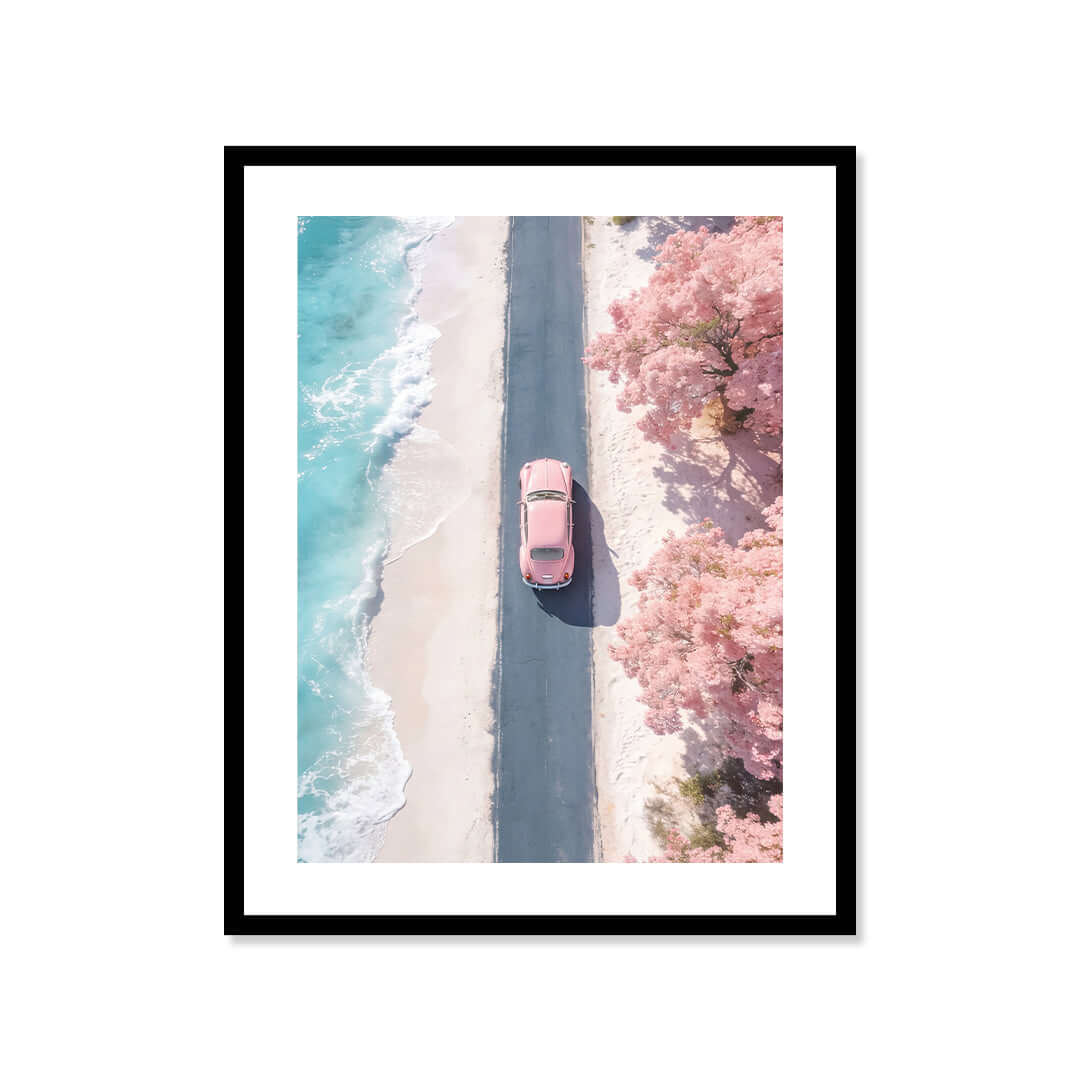 Cuadro Póster Furgoneta junto al Mar | Decoración Pastel