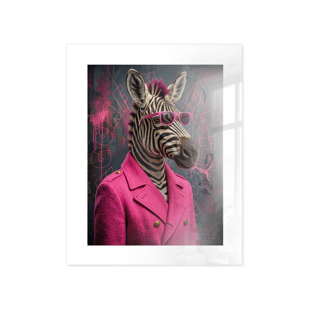 Cuadro Póster Zebra con Traje Rosa | Decoración Moderna