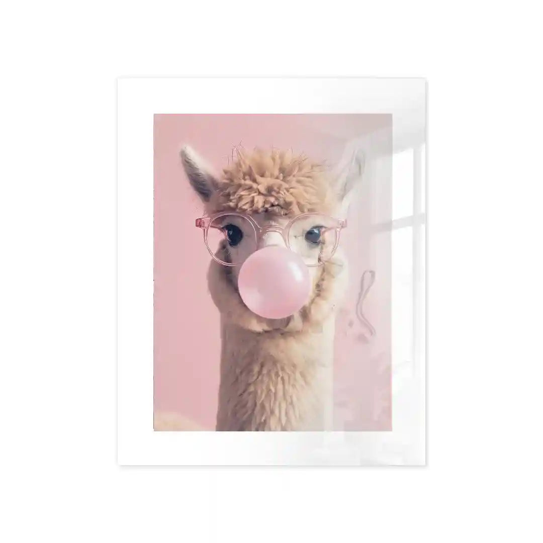 Cuadro Llama Bubble Gum | Rosa Pastel
