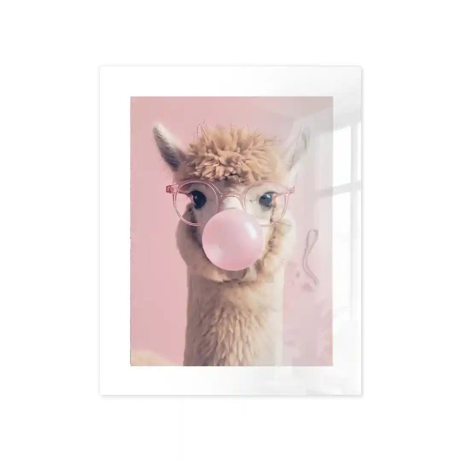 Cuadro Llama Bubble Gum | Rosa Pastel