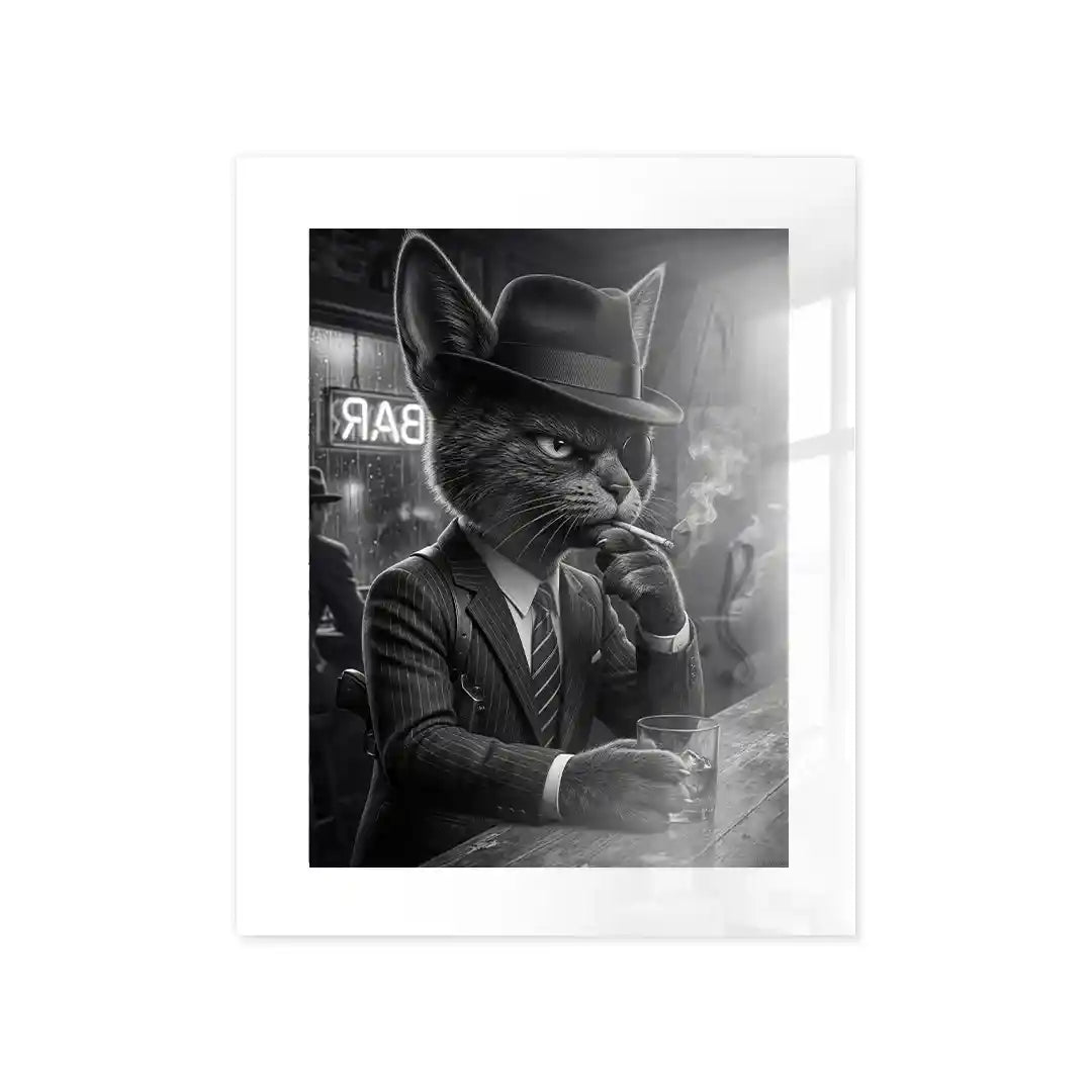 Cuadro Póster Gato en Bar | Decoración Vintage Moderna