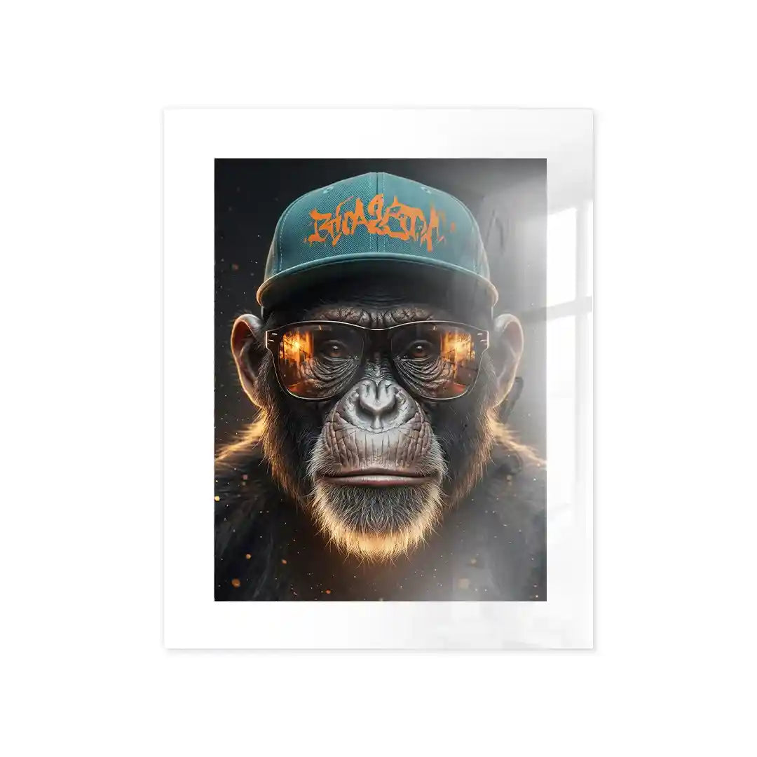 Cuadro Póster Mono con Gorra | Decoración Urbana Moderna