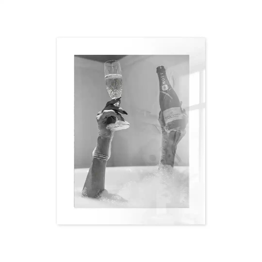 Cuadro Champagne en la Bañera | Black & White