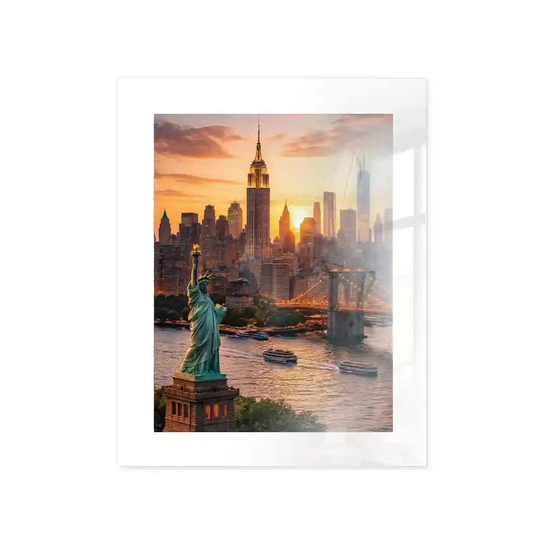 Cuadro Póster New York y Estatua de la Libertad