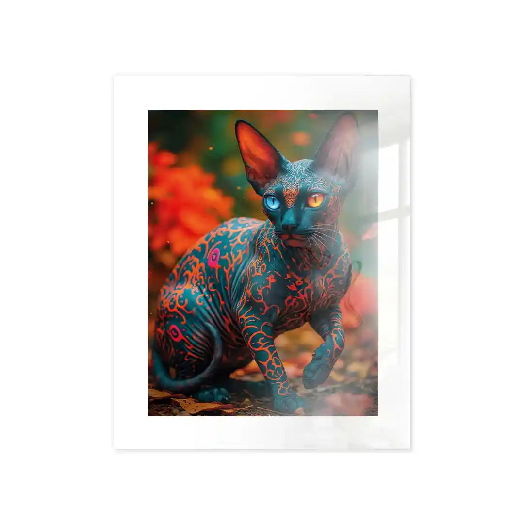Cuadro Artístico | Gato Sphynx Tribal | Mirada de Fuego