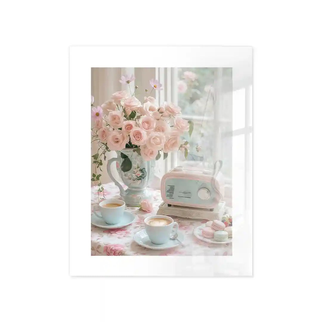 Cuadro Póster Vintage Coffee & Roses | Radio Retro