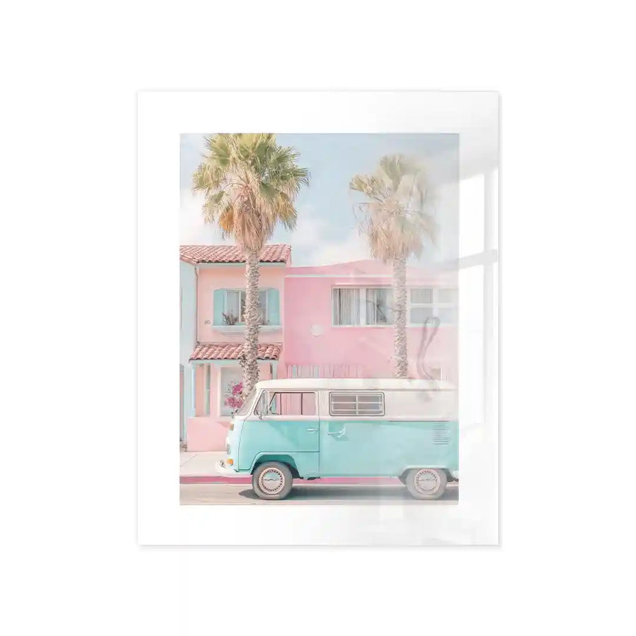 Cuadro Póster Pastel California | Vintage Van