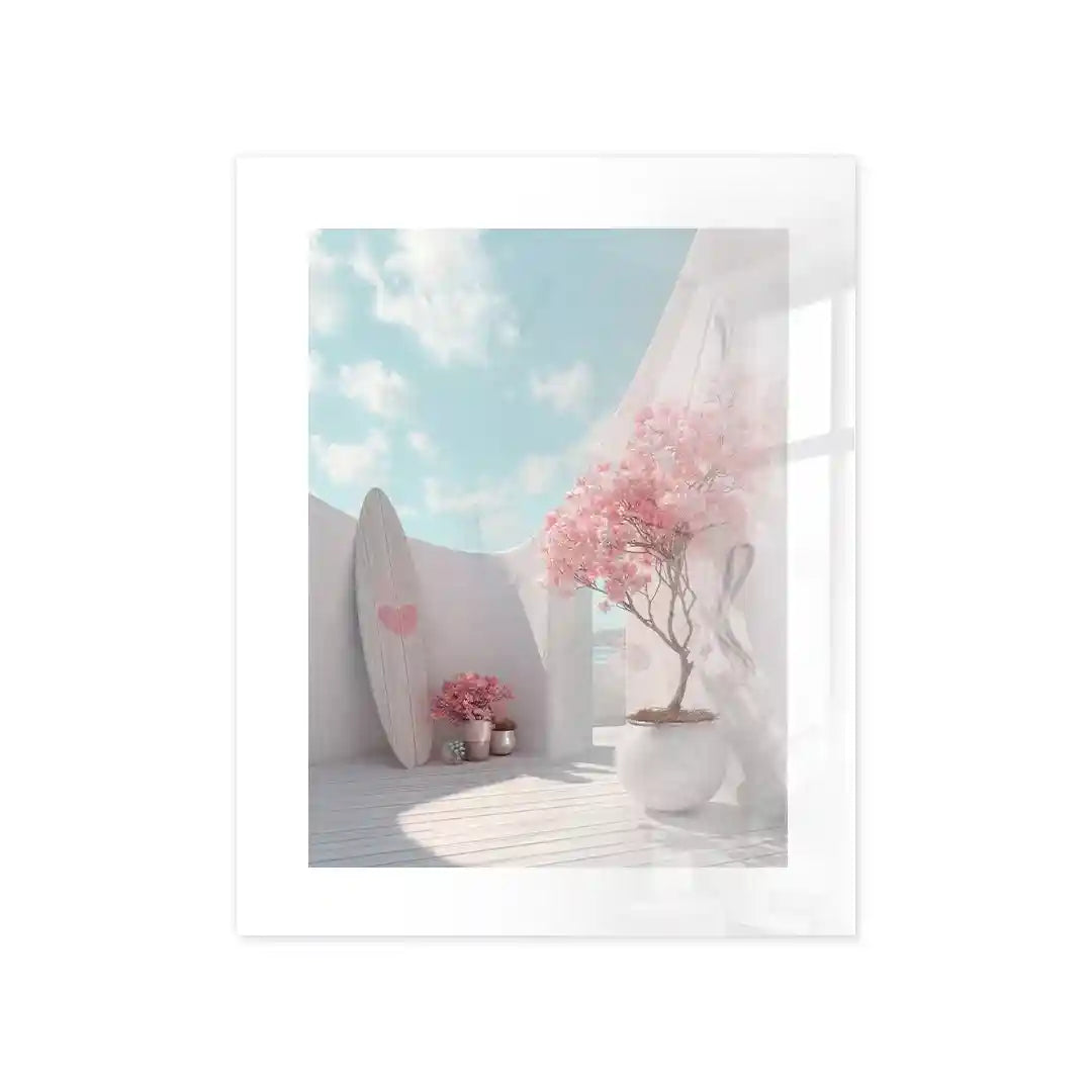 Cuadro Póster Surf Rosa | Pink Summer