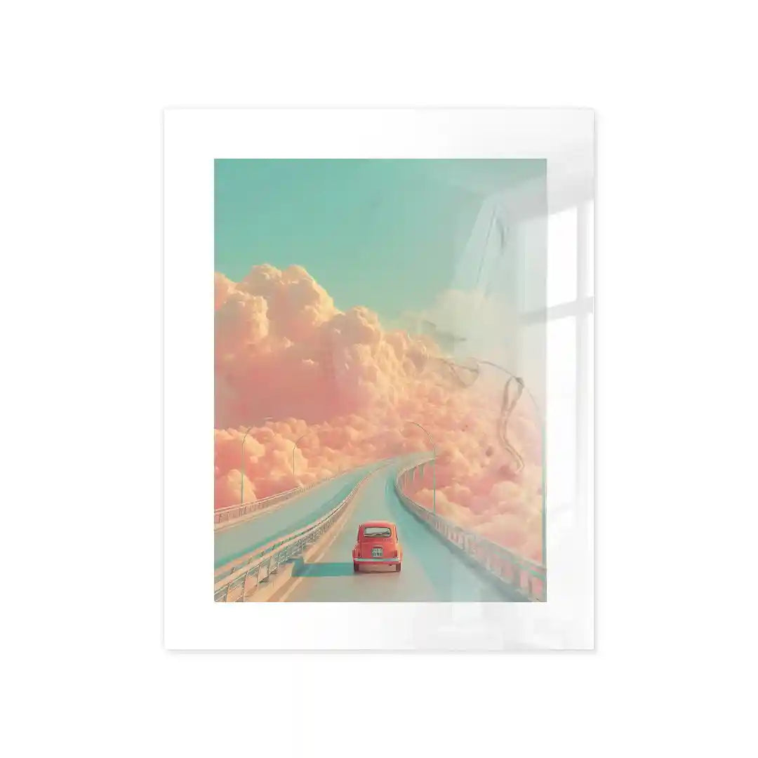 Cuadro Póster Carretera entre Nubes Pastel | Viaje Retro