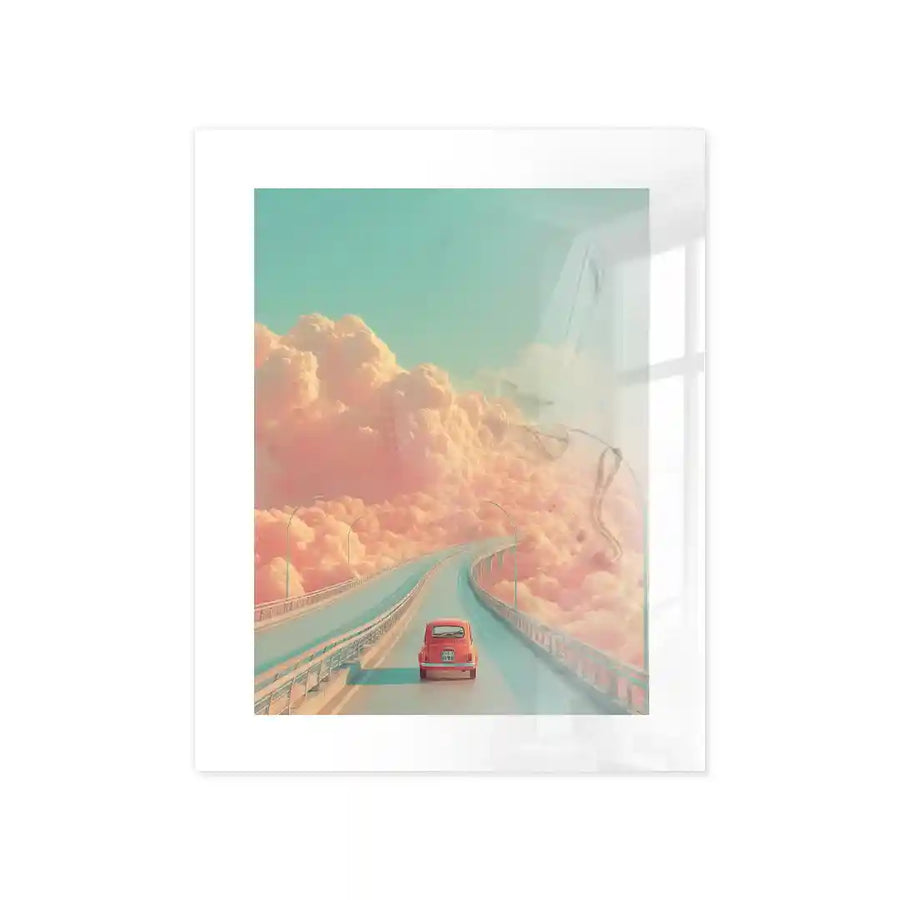 Cuadro Póster Carretera entre Nubes Pastel | Viaje Retro