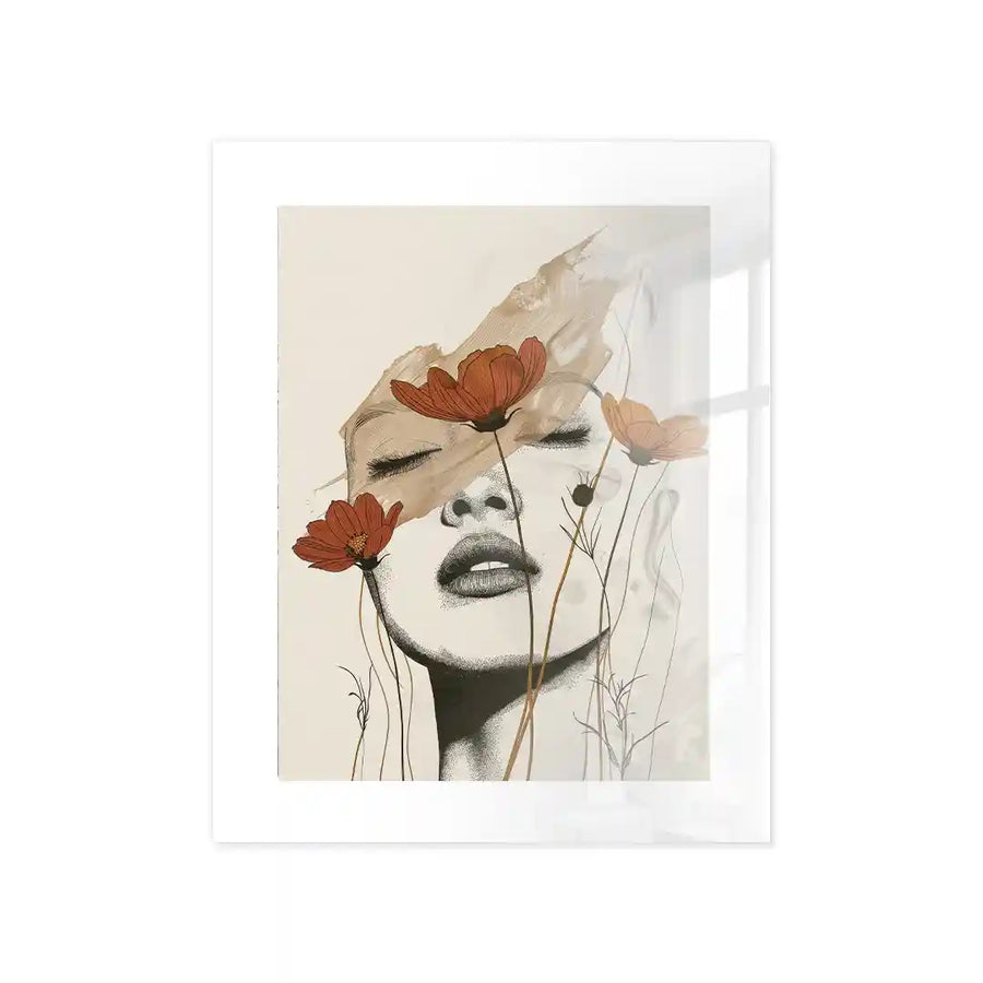 Cuadro Póster Mujer con Flores | Decoración Artística