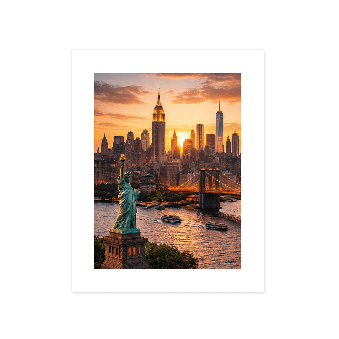 Cuadro Póster New York y Estatua de la Libertad