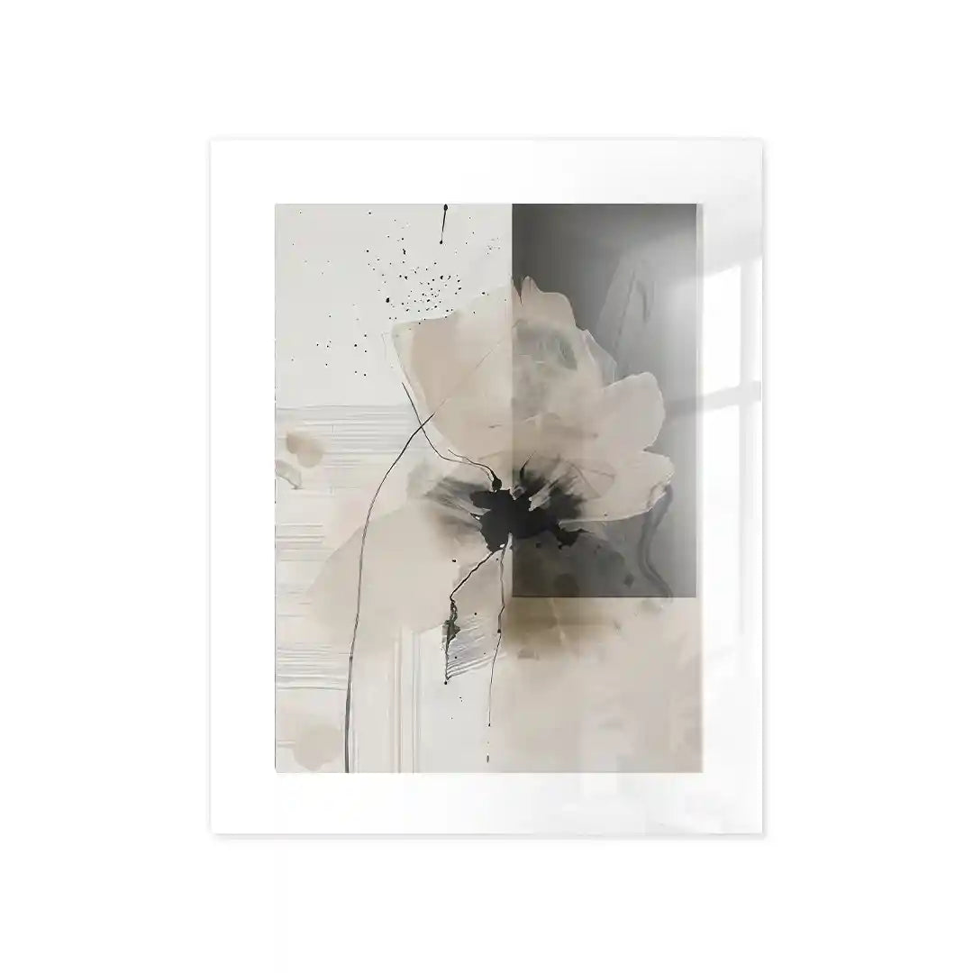 Cuadro Póster Flor Abstracta Beige y Negro | Decoración Minimalista