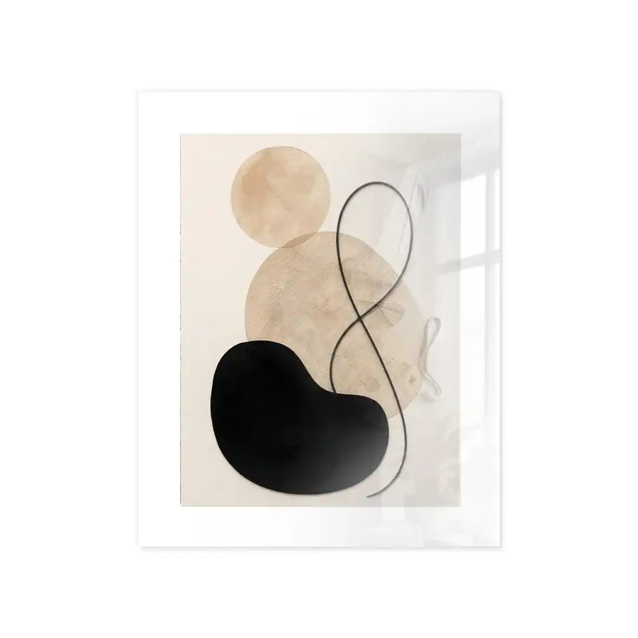Cuadro Póster Abstracto Beige y Negro con Formas Orgánicas | Decoración Minimalista