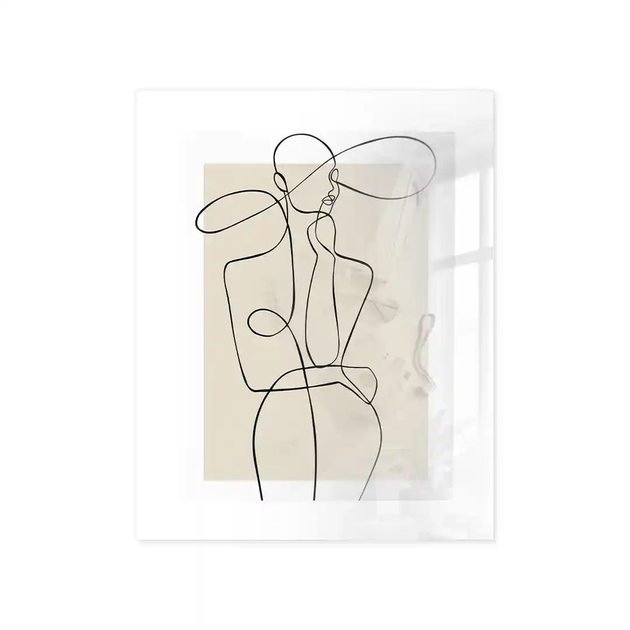 Cuadro Póster Mujer Line Art Beige | Decoración Minimalista