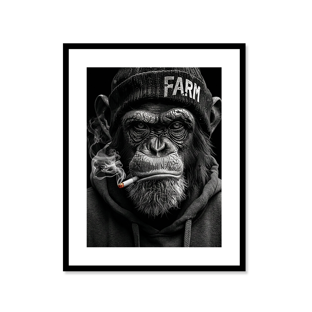 Cuadro Póster Mono FARM | Decoración Urbana en Blanco y Negro