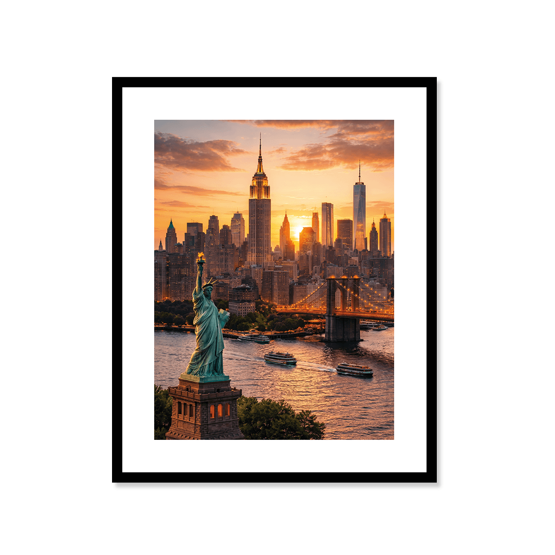 Cuadro Póster New York y Estatua de la Libertad