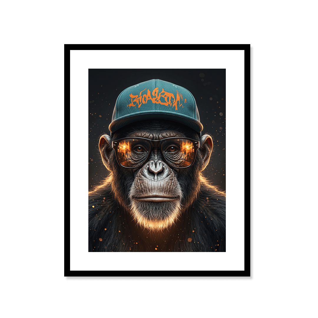 Cuadro Póster Mono con Gorra | Decoración Urbana Moderna