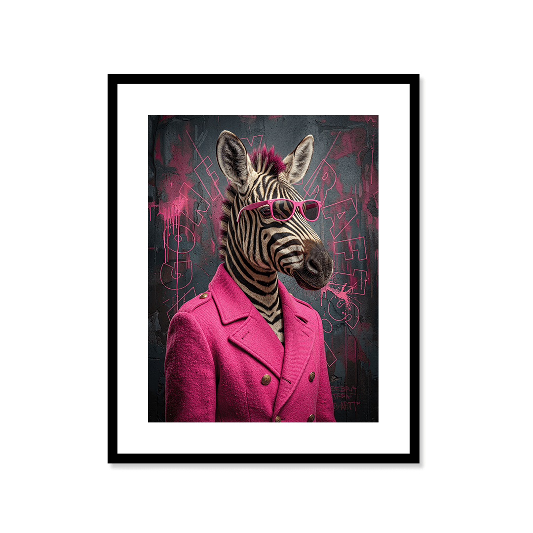 Cuadro Póster Zebra con Traje Rosa | Decoración Moderna